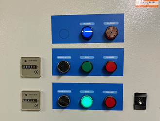 Upgraded control panel with new switches and indicator lights installed.